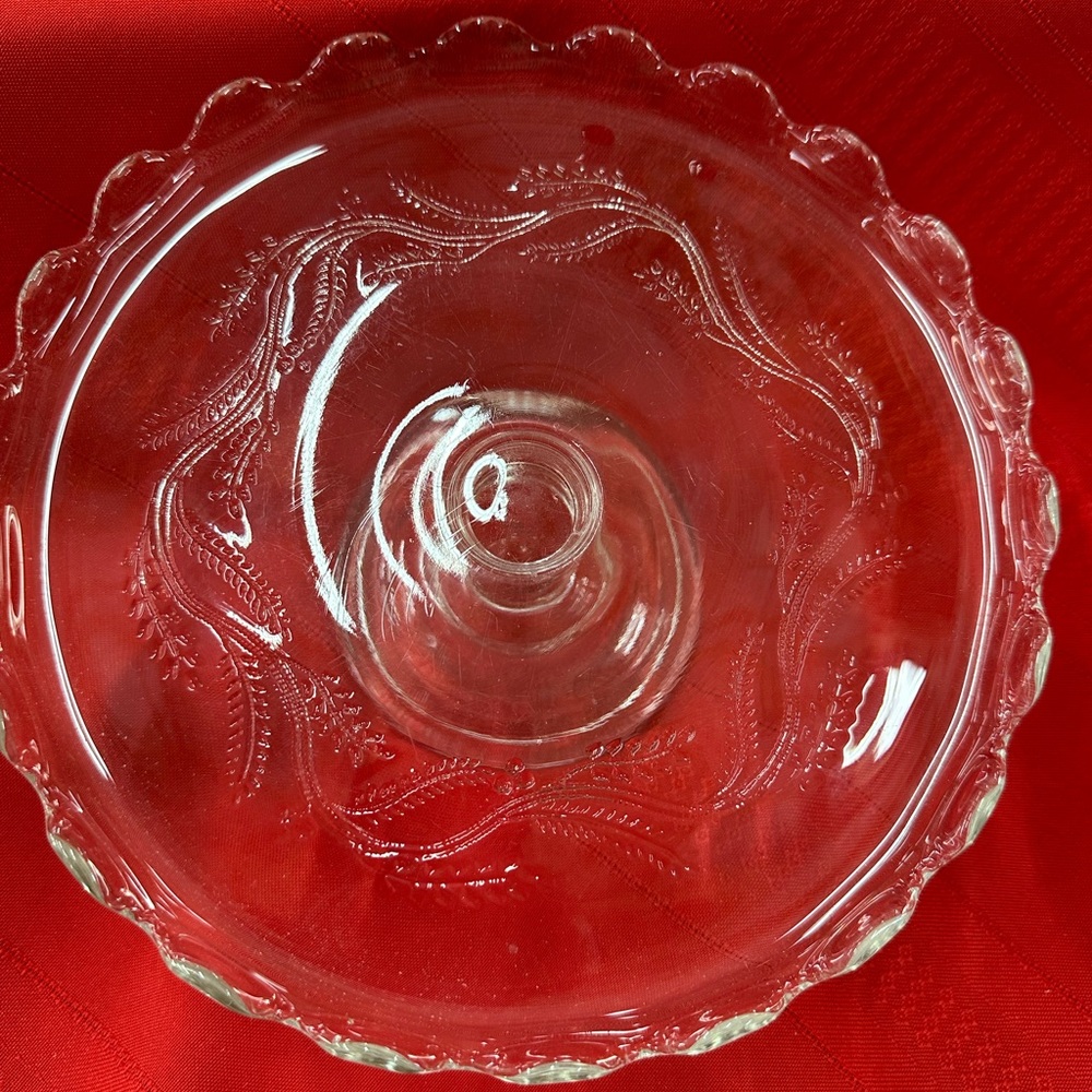 Vintage Crystal Cake Pedestal with Wheat design.